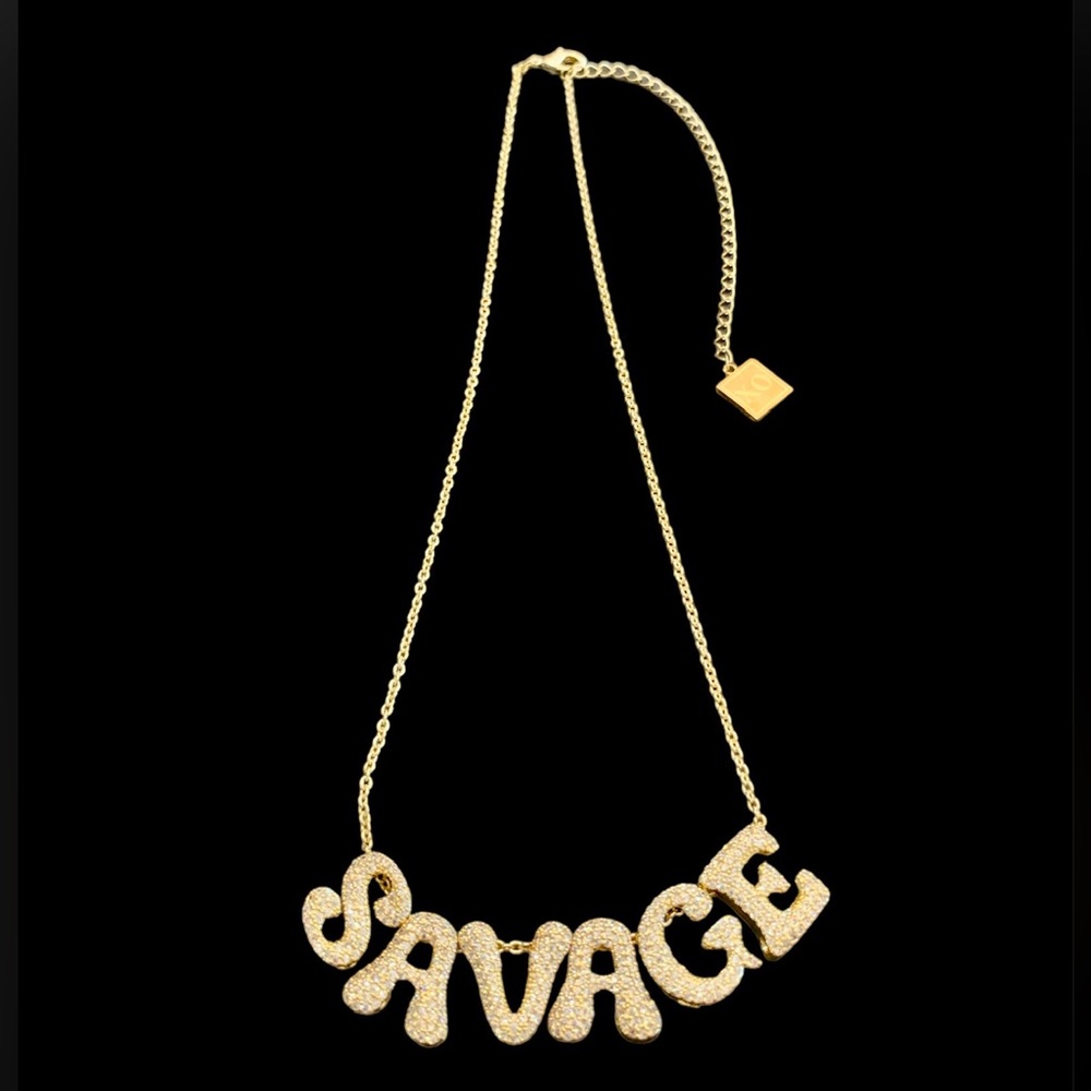 EXOl Custom Savage Hearts - Gold Crystal Necklace